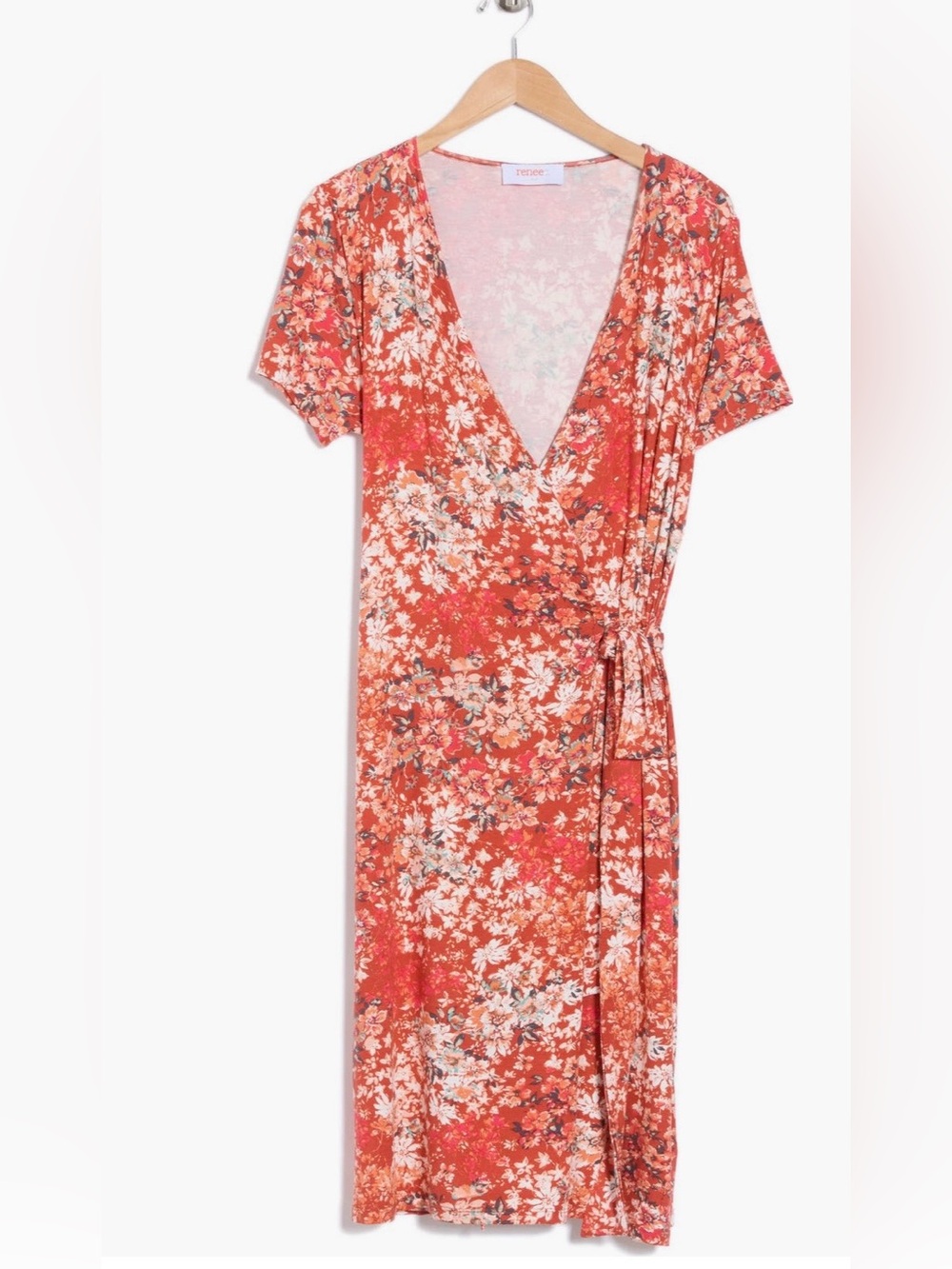 NWT Renee C. Red Floral Dress with White Accents -M